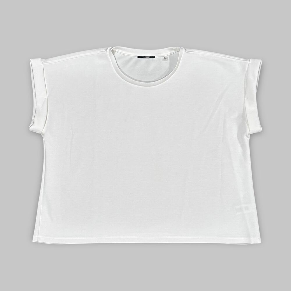 T Tahari Women’s White Sleeveless Roll-Cuff Top - Size XL
